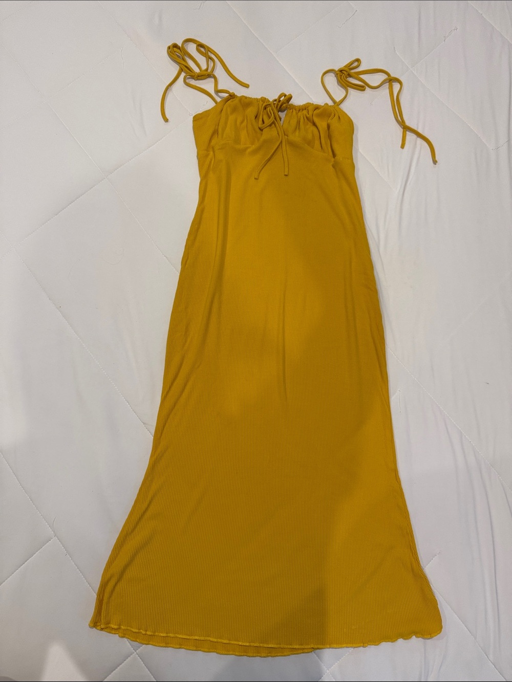 Women’s Mustard Yellow Tie-Shoulder Maxi Dress